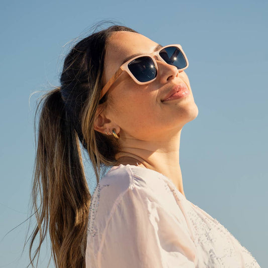 Cail - Matte Blush / Walnut Wood / Smoke Polarized - Blue Planet Eco-Eyewear