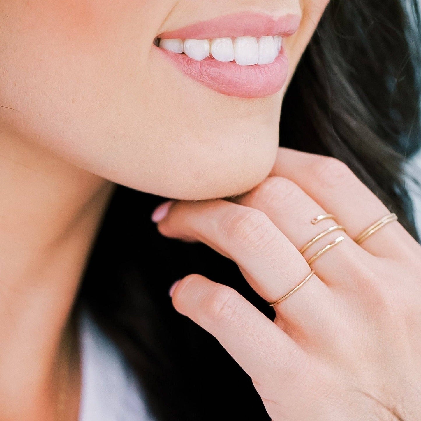 Hammered Wrap Ring - Waterproof, Hypoallergenic, Minimalist Sterling Silver or 14k Gold Fill