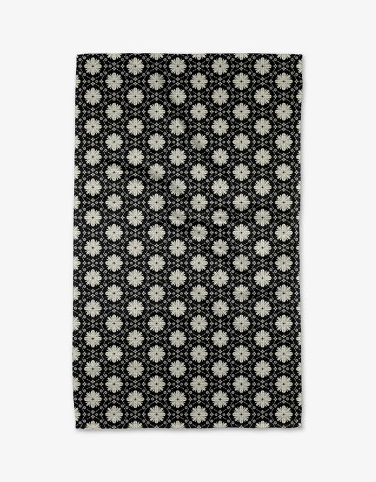 Monochrome Floral Tea Towel