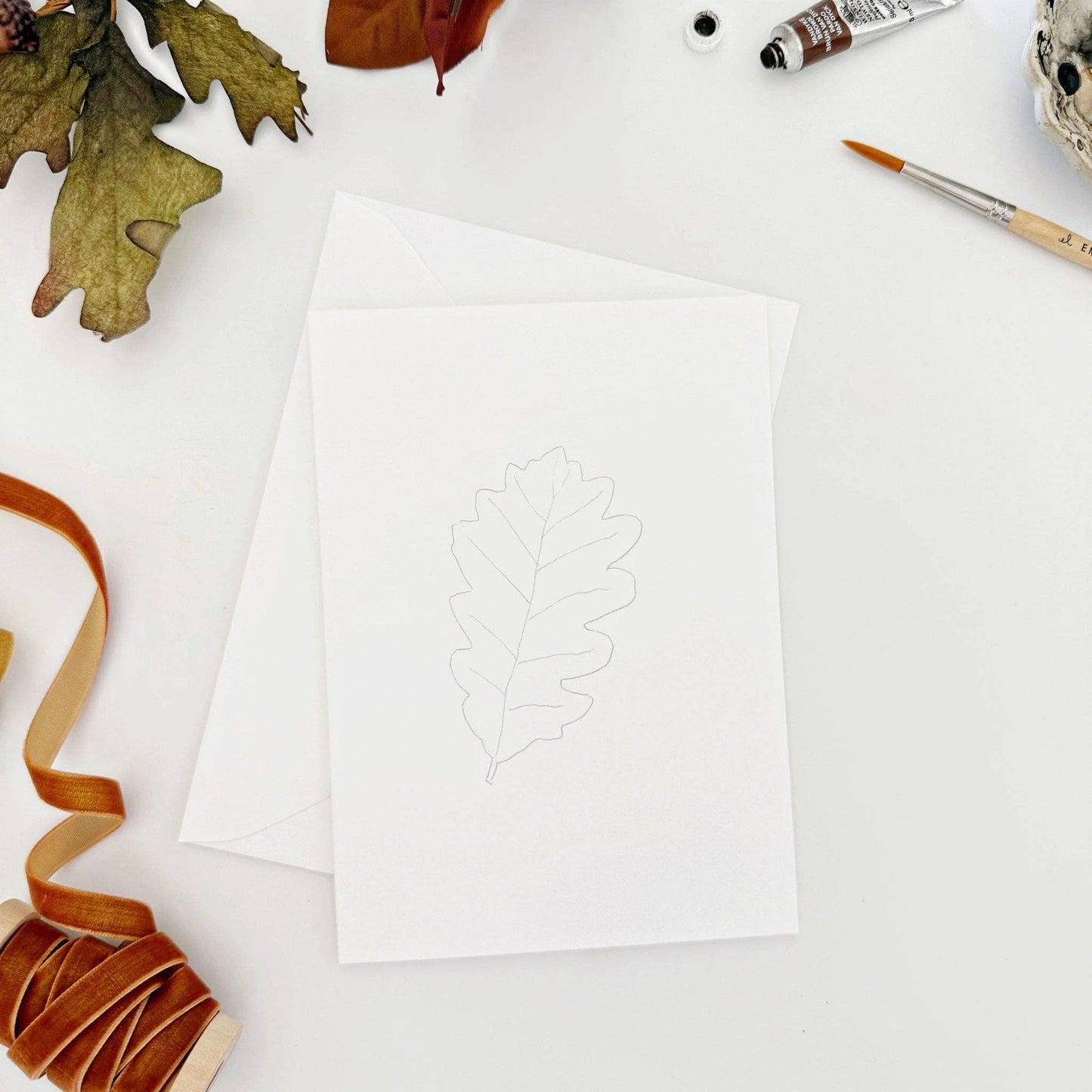 Fall Leaves Paintable Notecards - emily lex studio