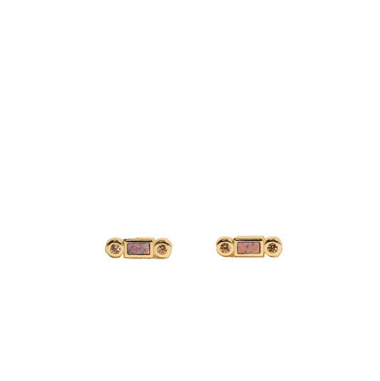 Bar Gold Earrings - Opal - JaxKelly