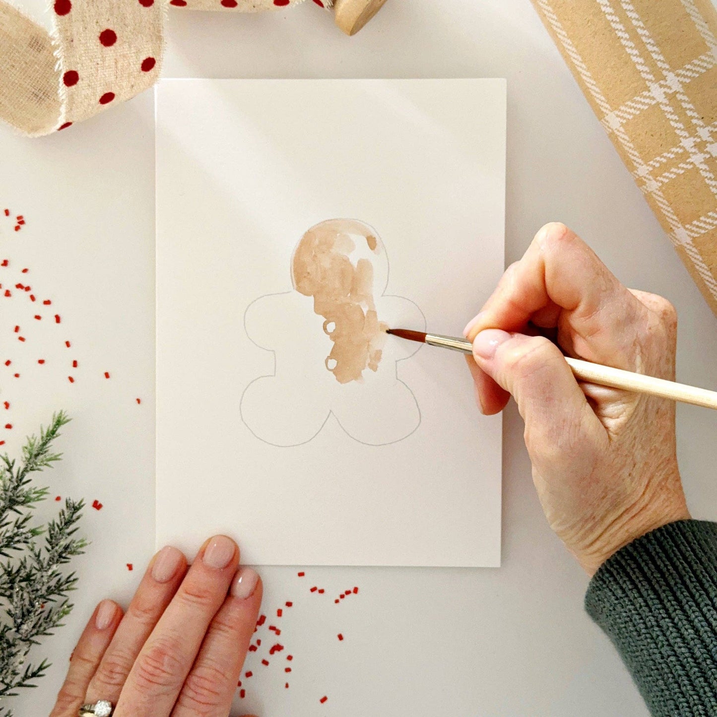 Gingerbread Paintable Notecards - emily lex studio
