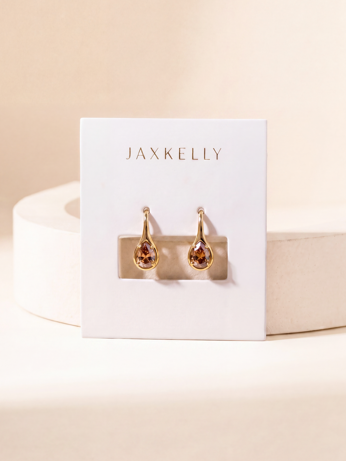 Coffee CZ Mini Pear Drop Hook Earrings - JaxKelly