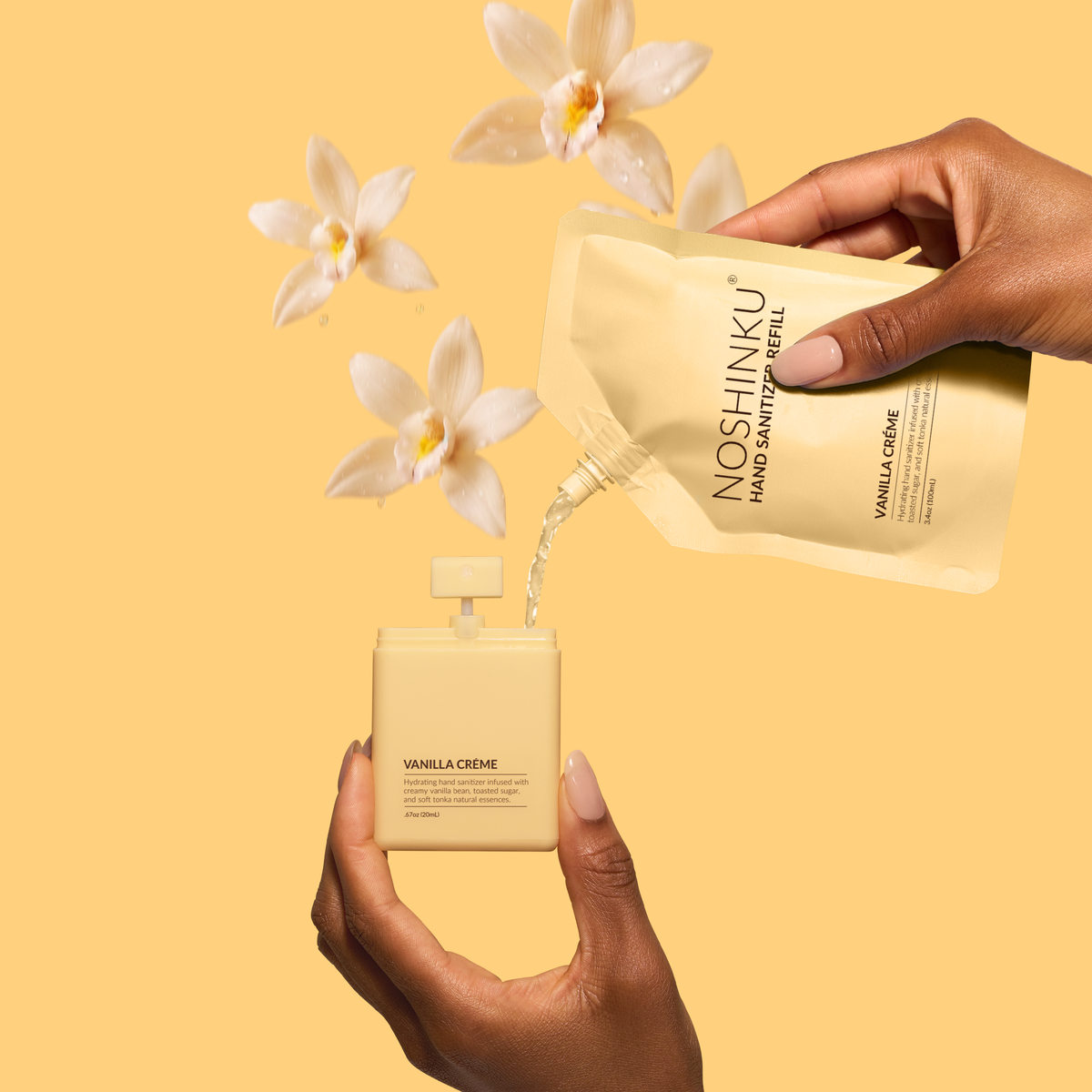 Refillable Vanilla Créme Hydrating Hand Sanitizer Spray - Noshinku
