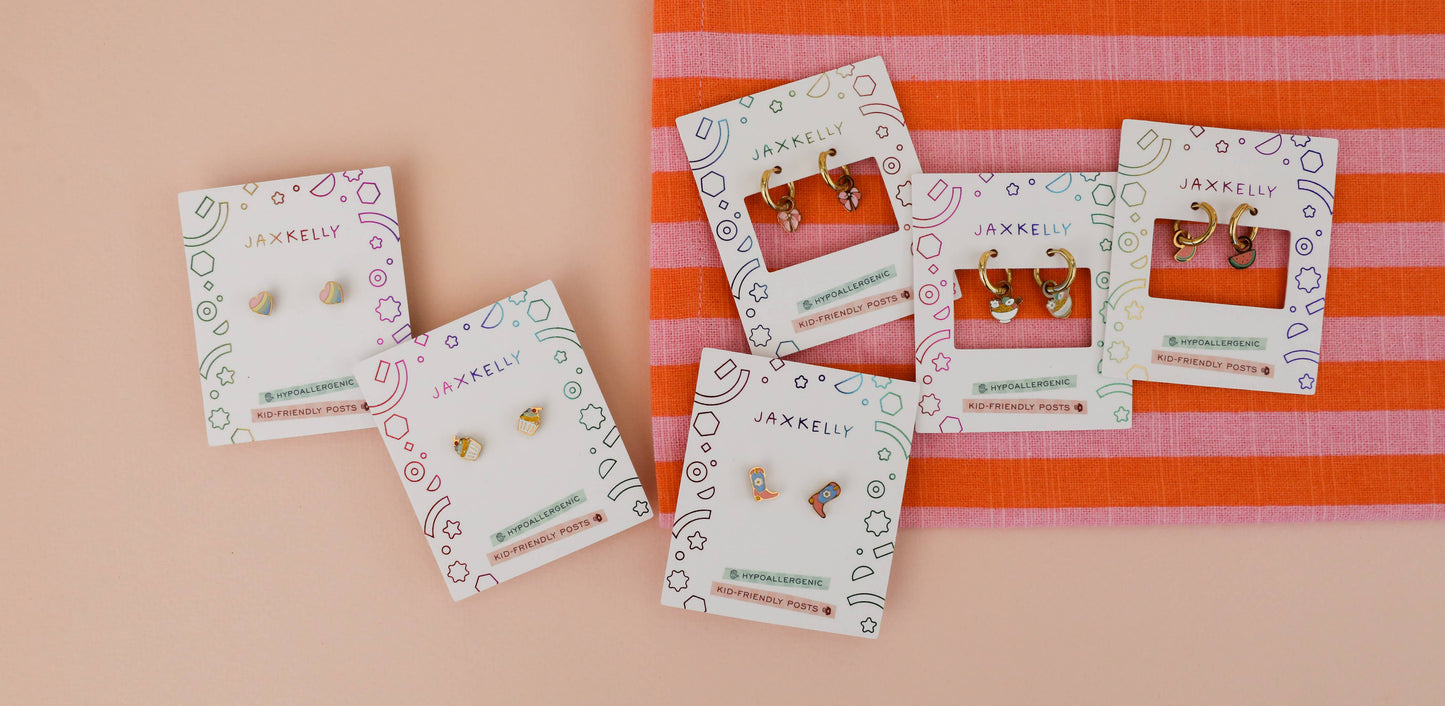 Boot Enamel Flat Back Kids Earrings - JaxKelly