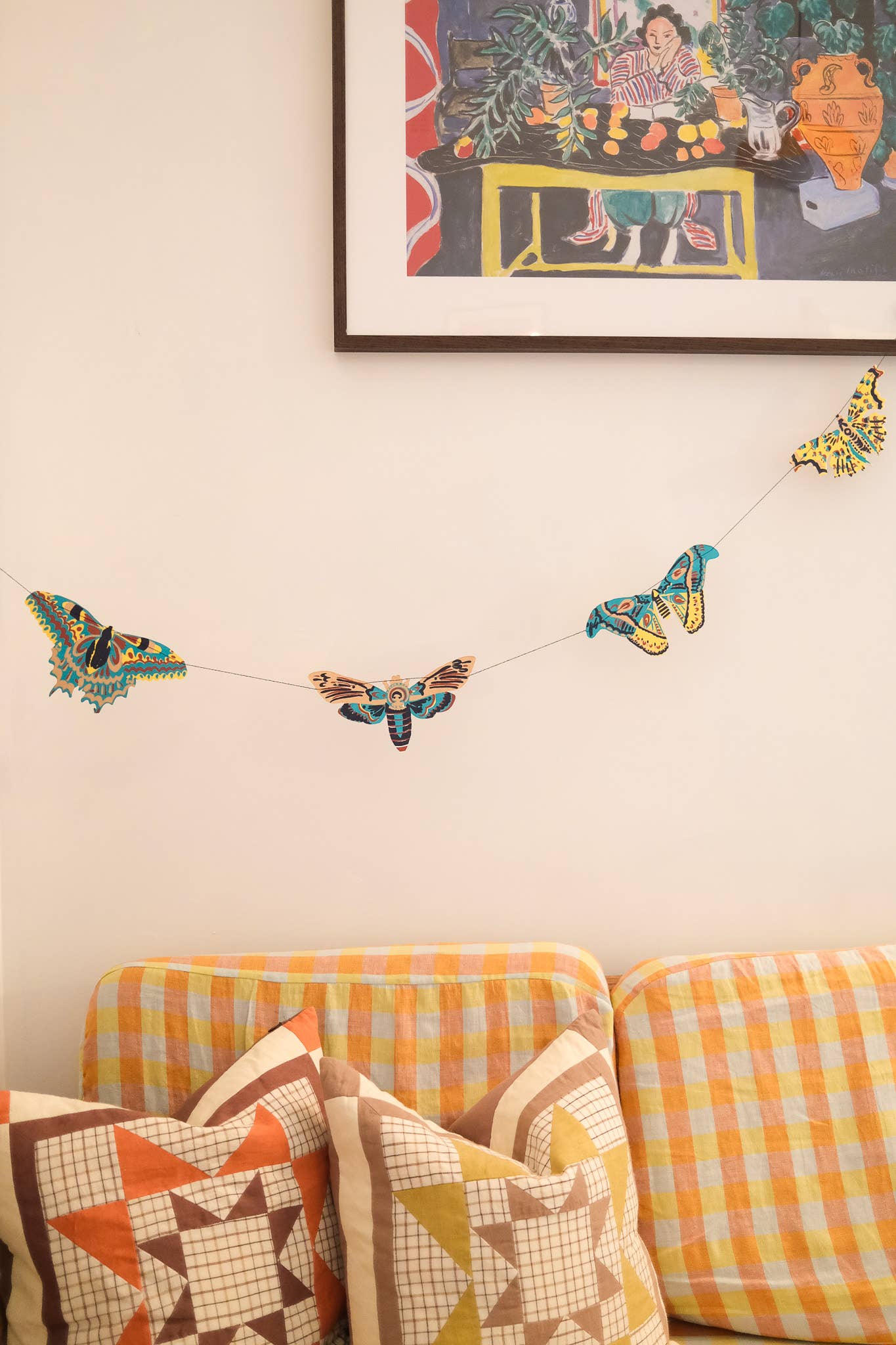 Moths Sewn Garland - Screen Printed by Hand