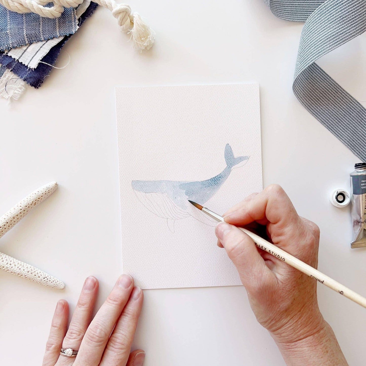 Seaside Paintable Watercolor Notecard set - emily lex studio