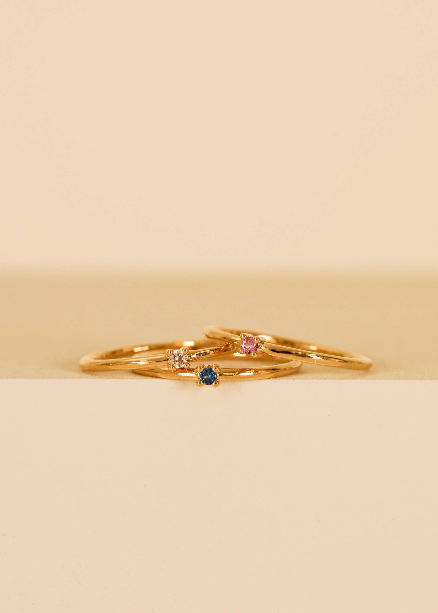 Petite Gold Pinky Rings - Pink