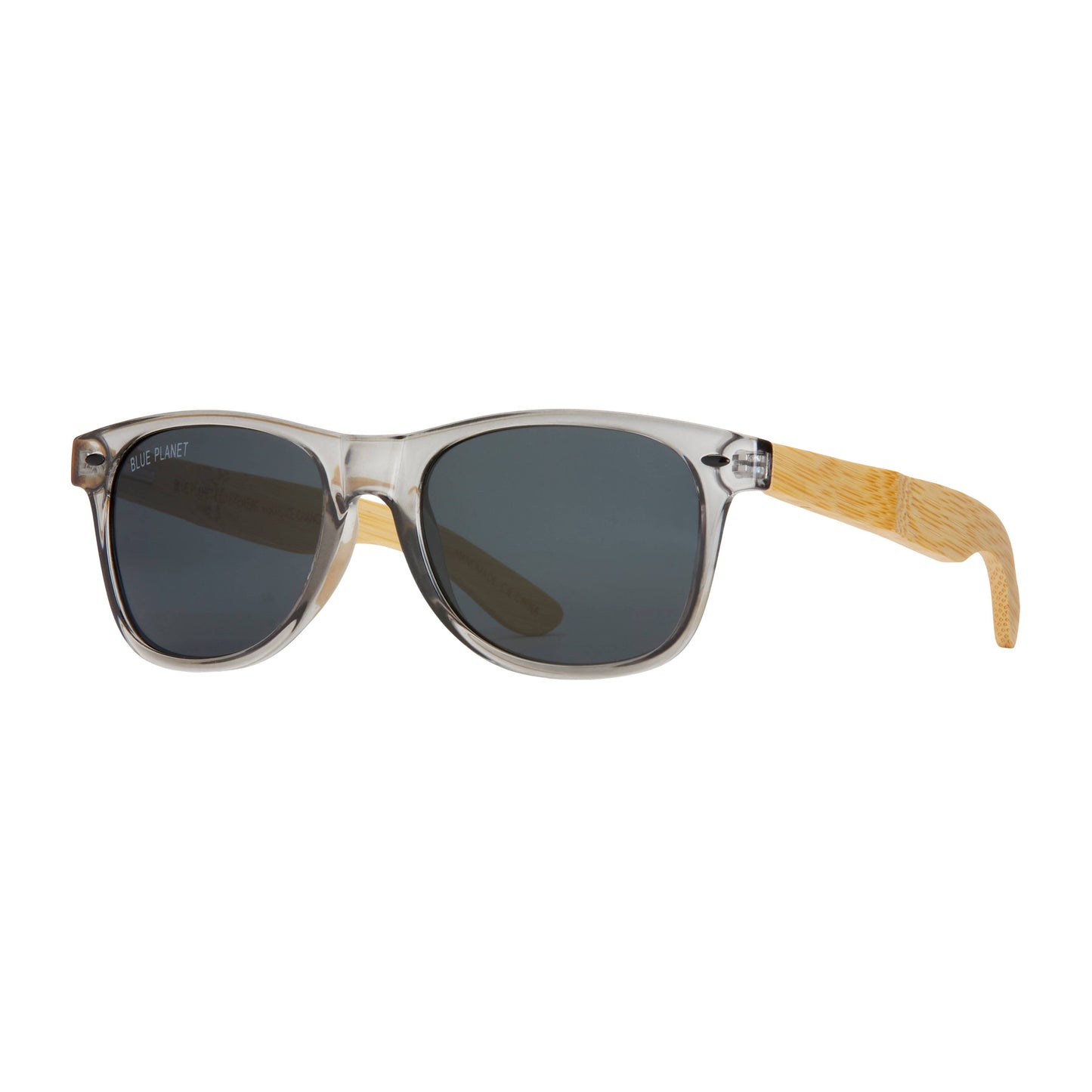 Blue Planet Eco-Eyewear - Classic - Crystal Grey / Natural Bamboo / Smoke Polarized