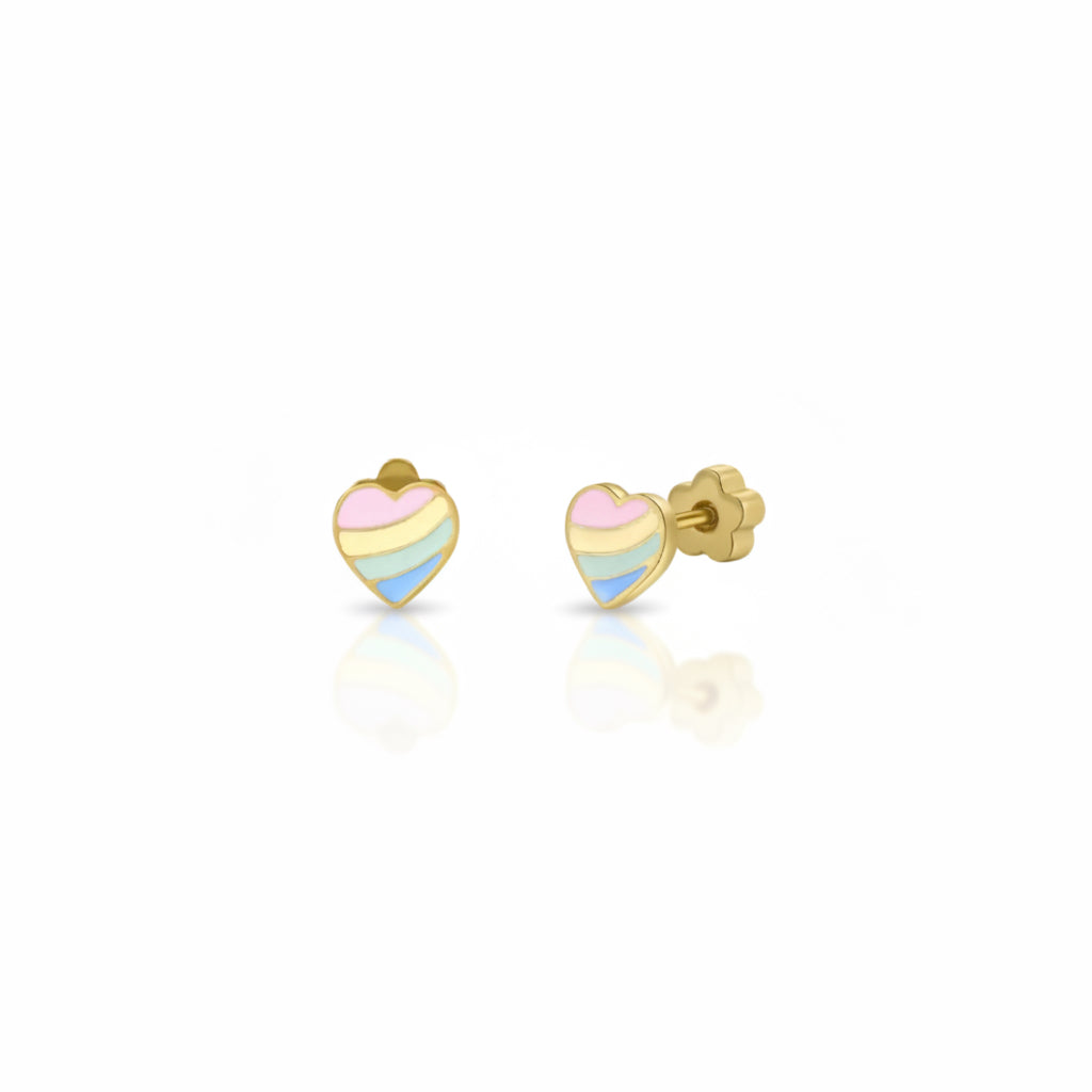 Heart Enamel Flat Back Kids Earrings - JaxKelly