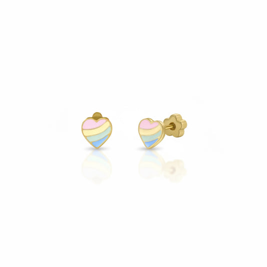 Heart Enamel Flat Back Kids Earrings - JaxKelly
