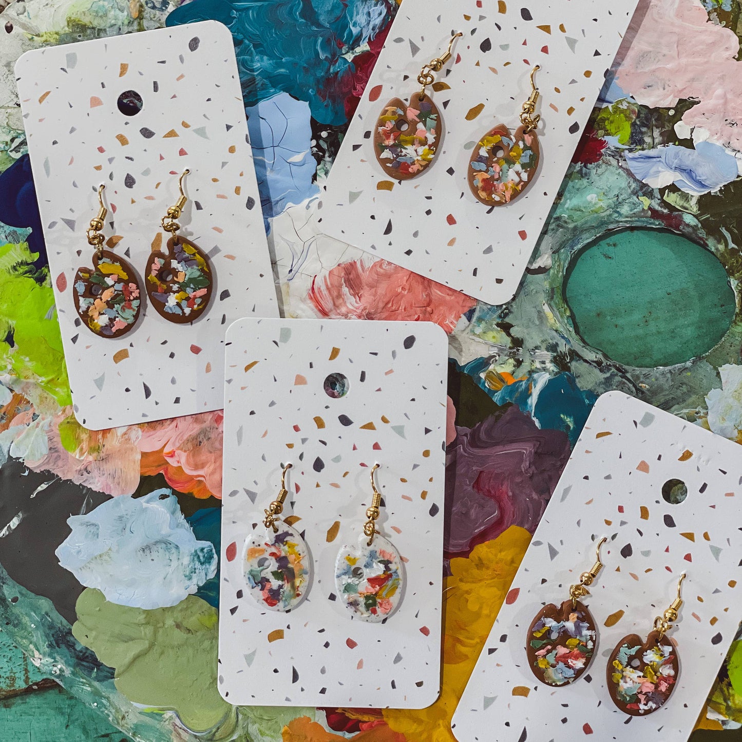 Artist Messy Paint Palette Polymer Clay Earrings