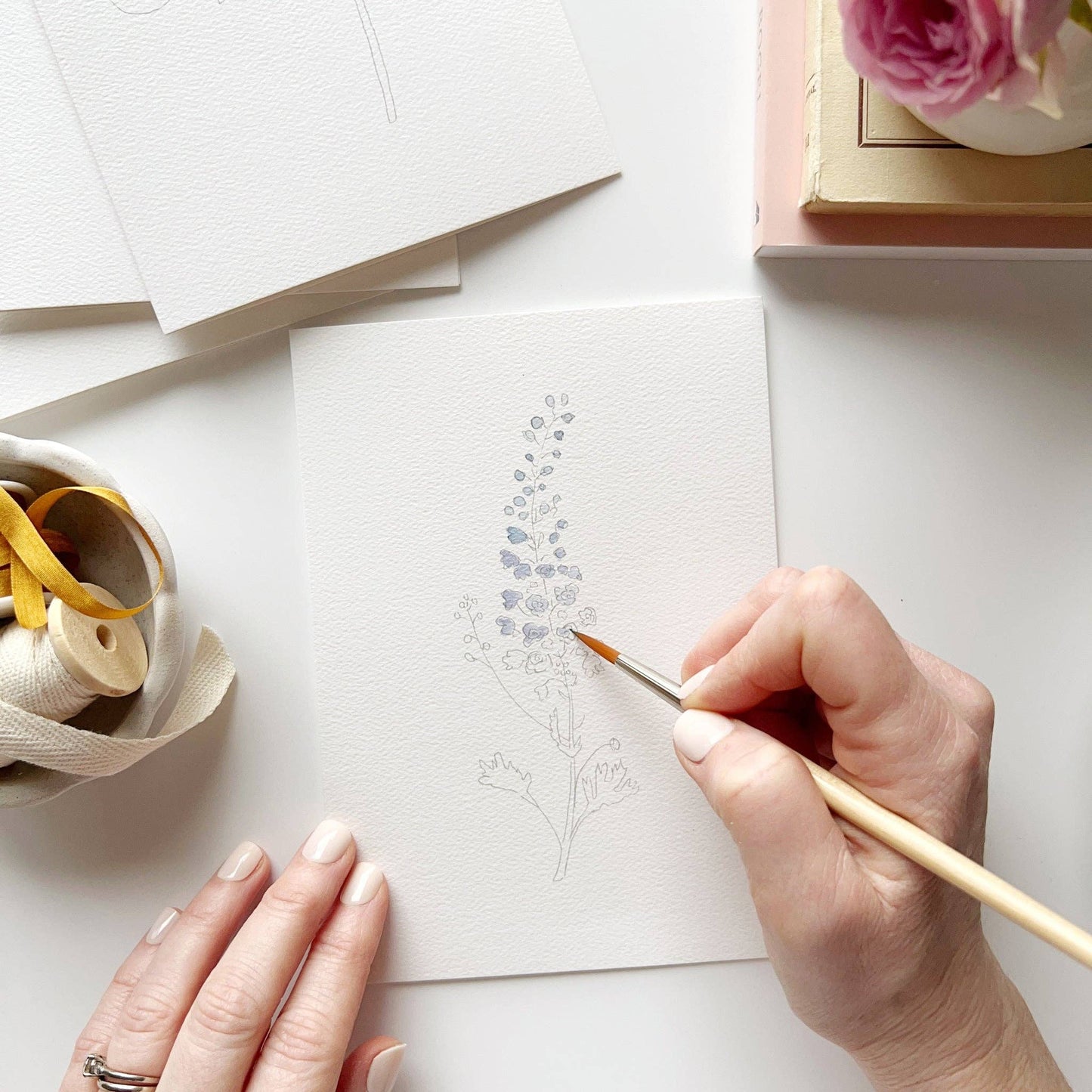Garden Flowers Paintable Notecards - emily lex studio
