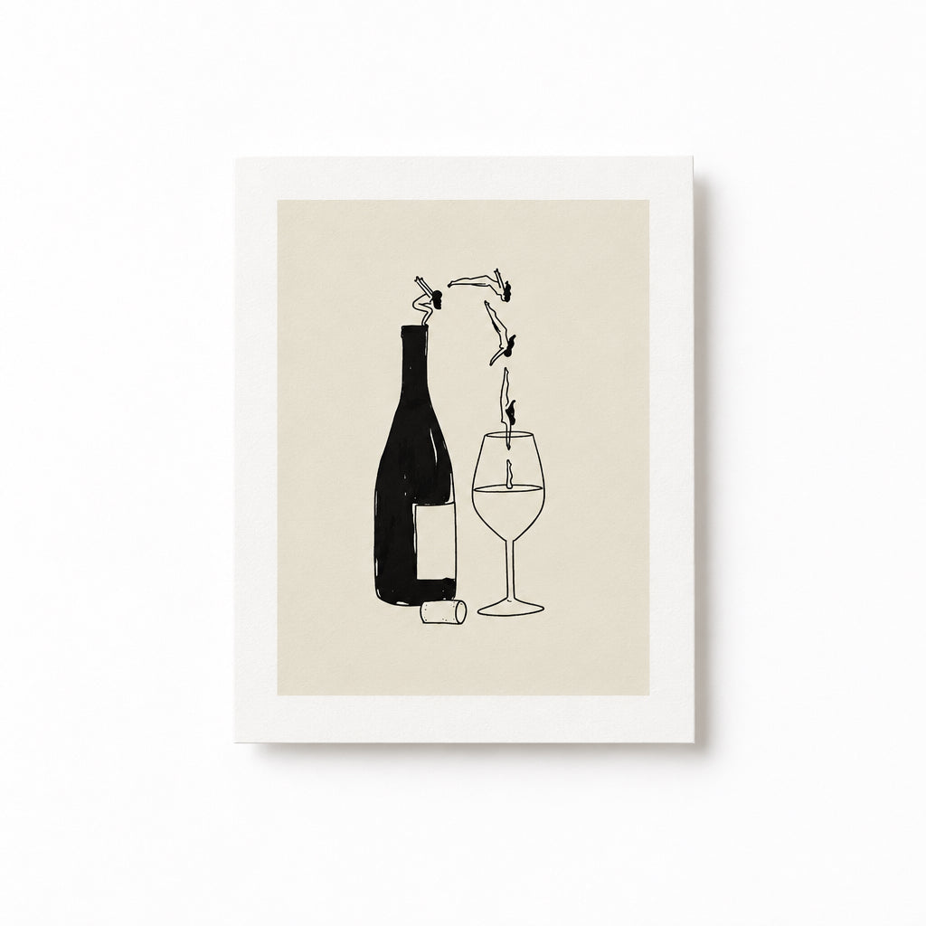 “Wine Bottle Dive” Art Print - Tumbleweed Design Studios