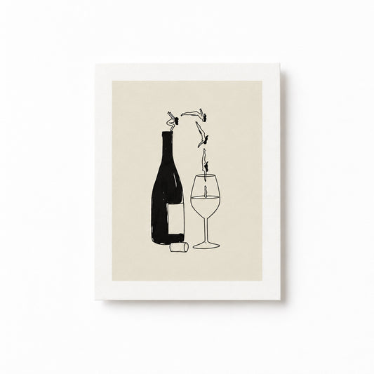 “Wine Bottle Dive” Art Print - Tumbleweed Design Studios