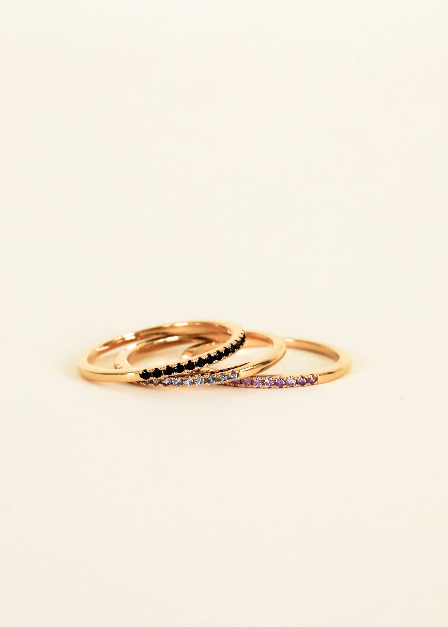 Gold Rings - Half Pave - Lavender CZ