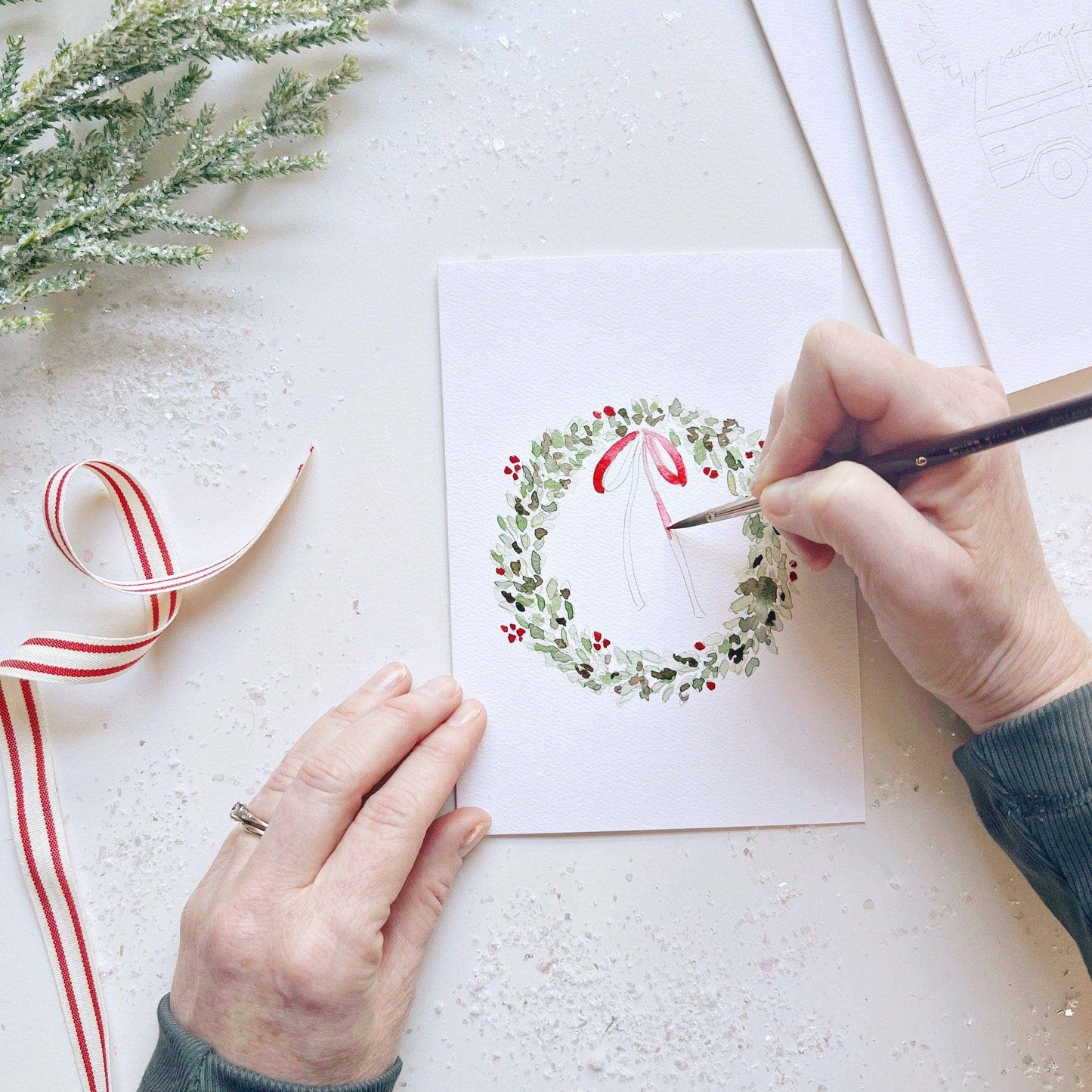Christmas Cheer Paintable Notecard - emily lex studio