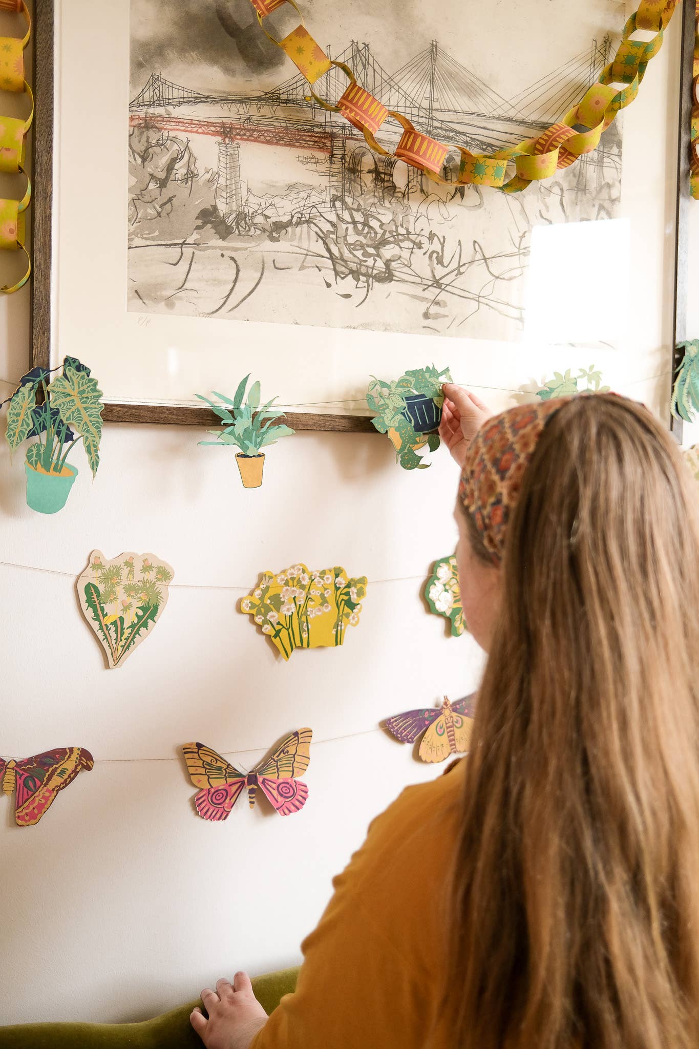 Houseplants Sewn Garland - Screen Printed by Hand