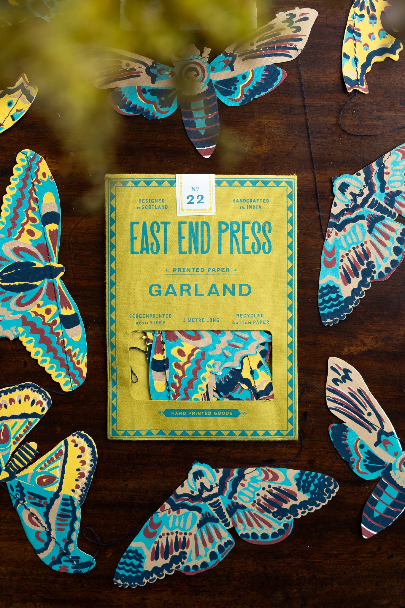 Moths Sewn Garland - Screen Printed by Hand