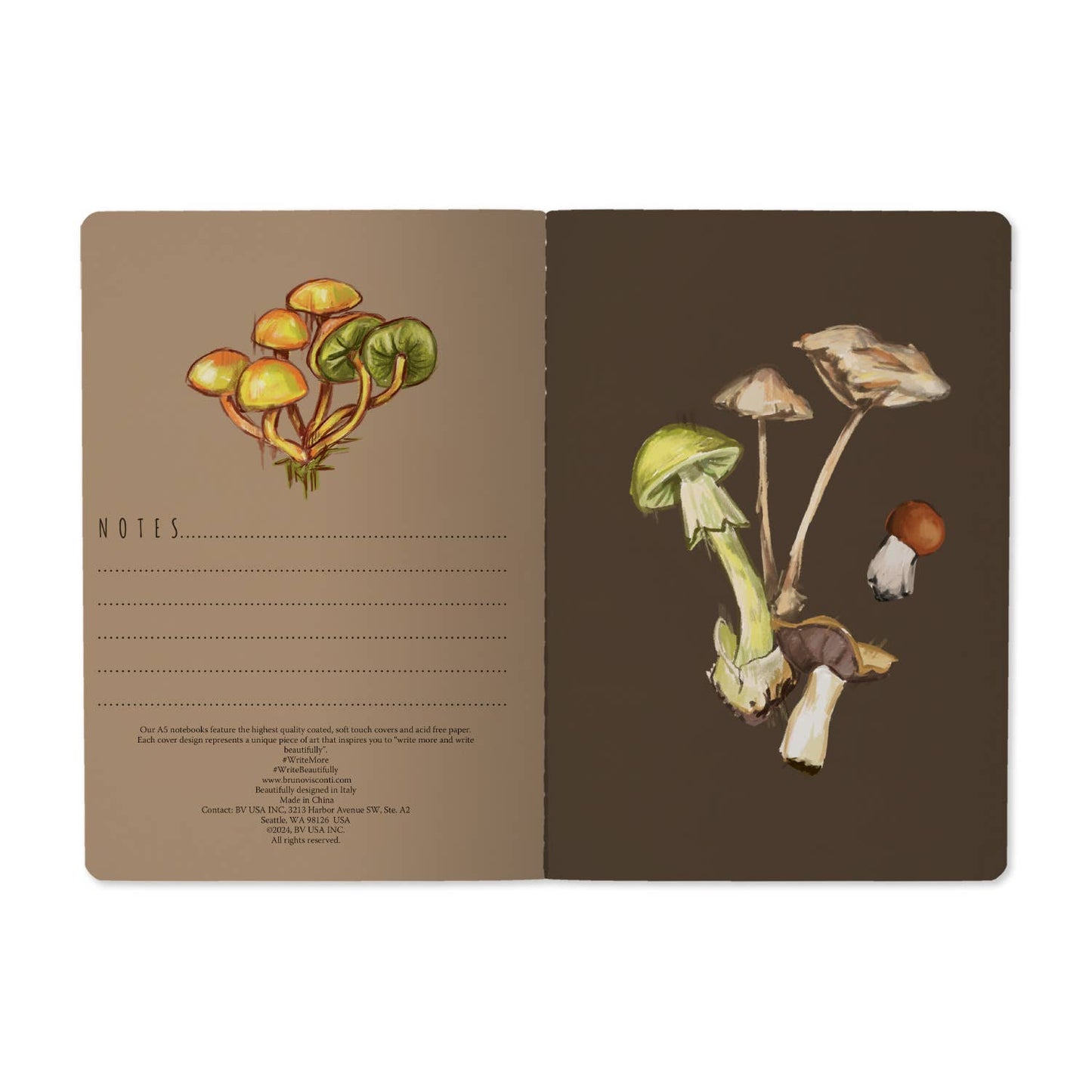 Mushrooms on Black Notebook