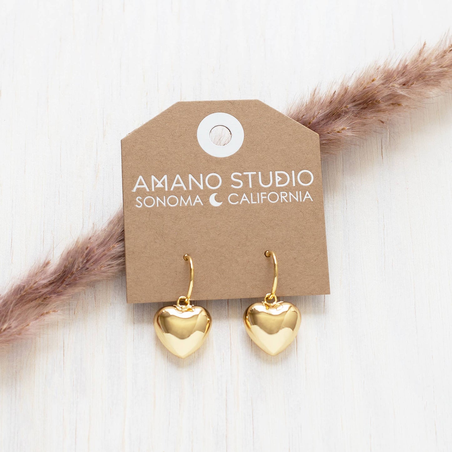 Puffed Heart Hoops - Amano Studio