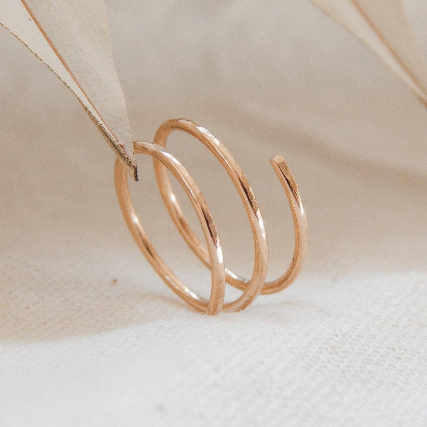 Hammered Wrap Ring - Waterproof, Hypoallergenic, Minimalist Sterling Silver or 14k Gold Fill