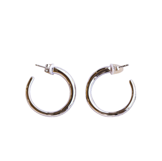 Everyday Silver Hoop Earrings - Medium - JaxKelly
