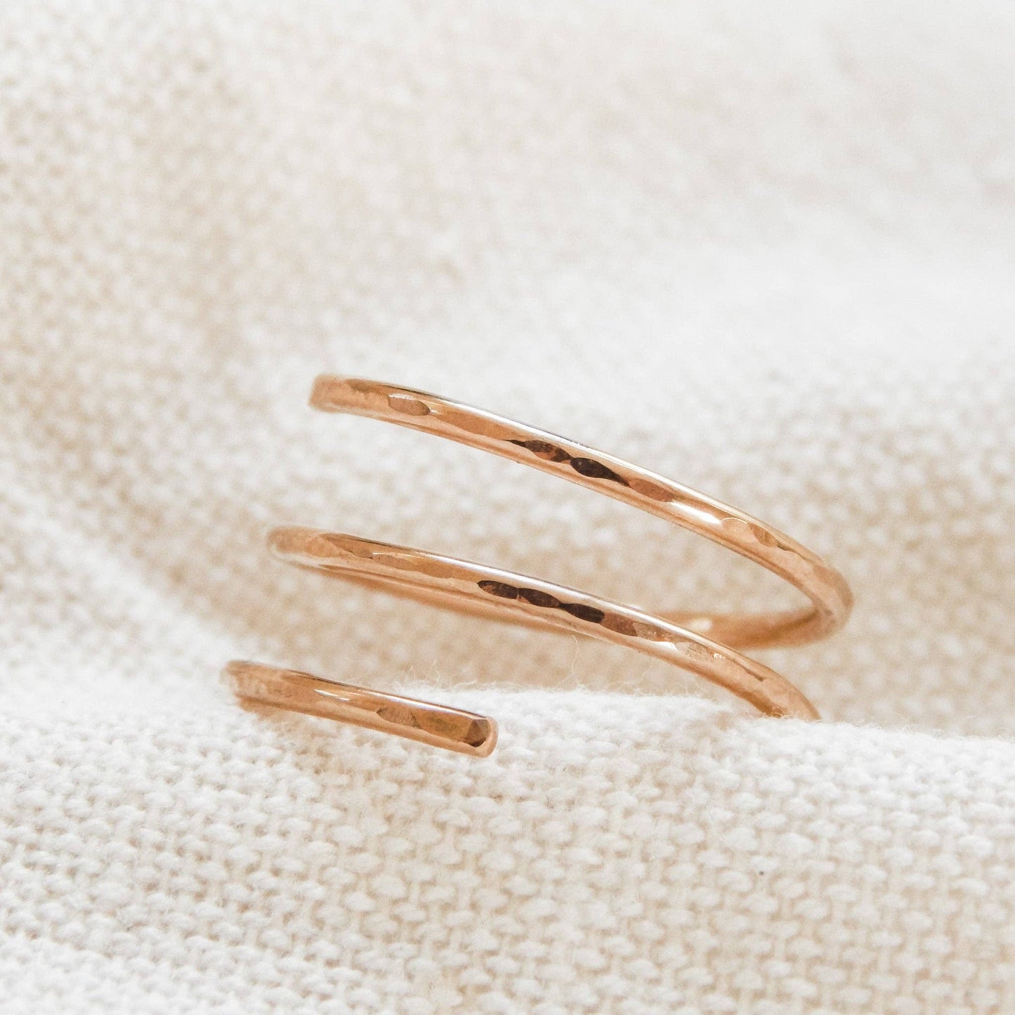 Hammered Wrap Ring - Waterproof, Hypoallergenic, Minimalist Sterling Silver or 14k Gold Fill