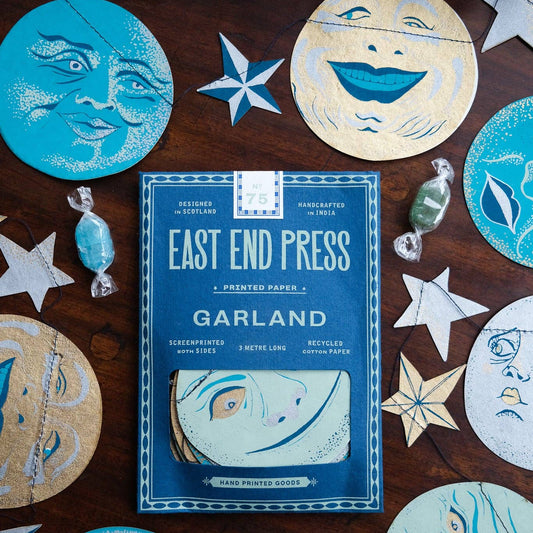 Man on the Moon Sewn Garland - Screen Printed by Hand - East End Press