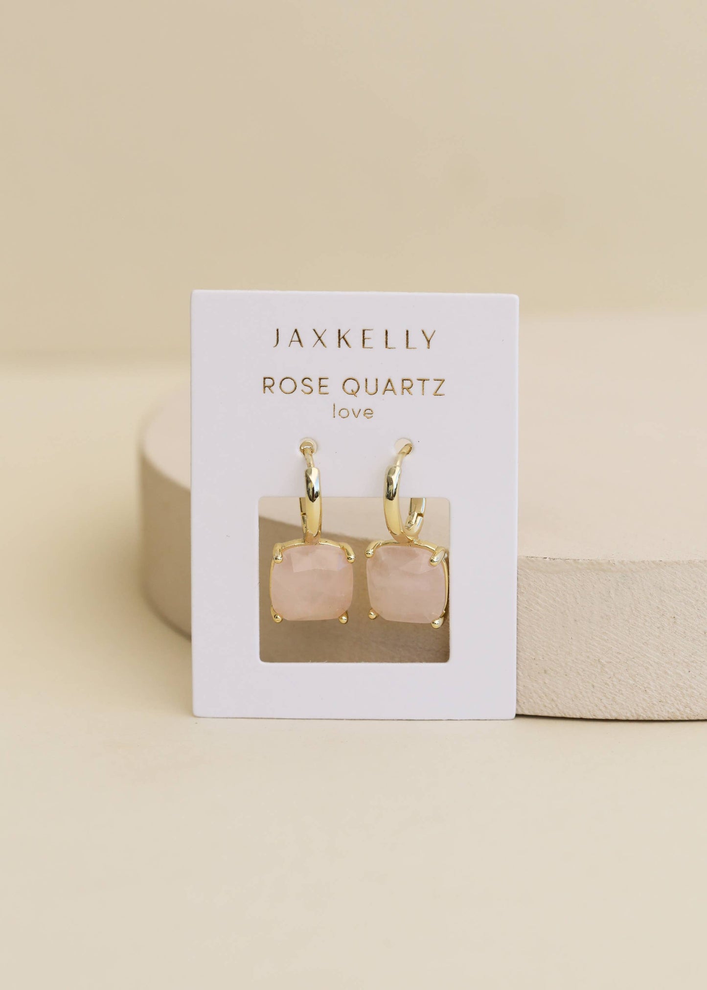 Rose Quartz Gemstone Mini Drop Earrings - JaxKelly