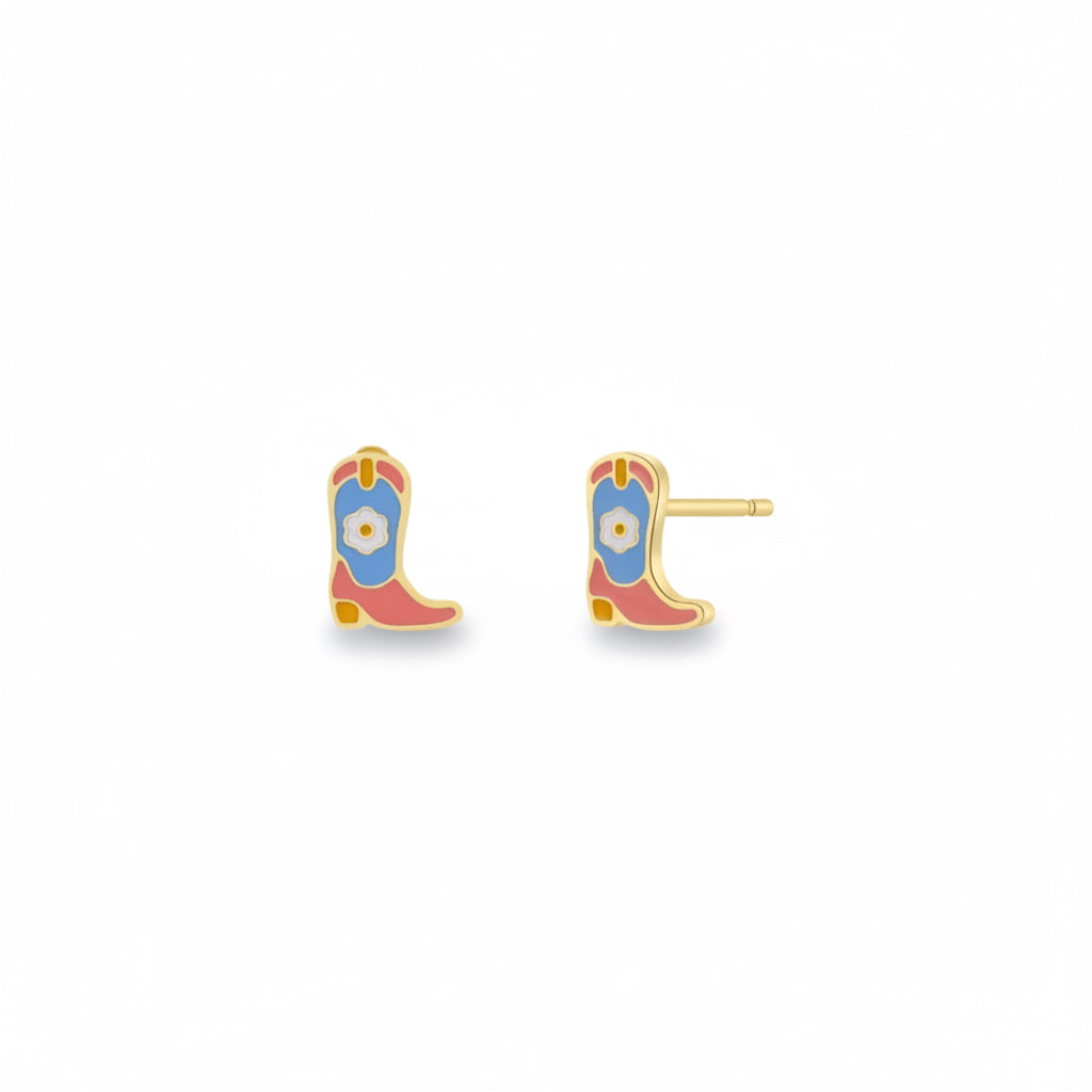 Boot Enamel Flat Back Kids Earrings - JaxKelly