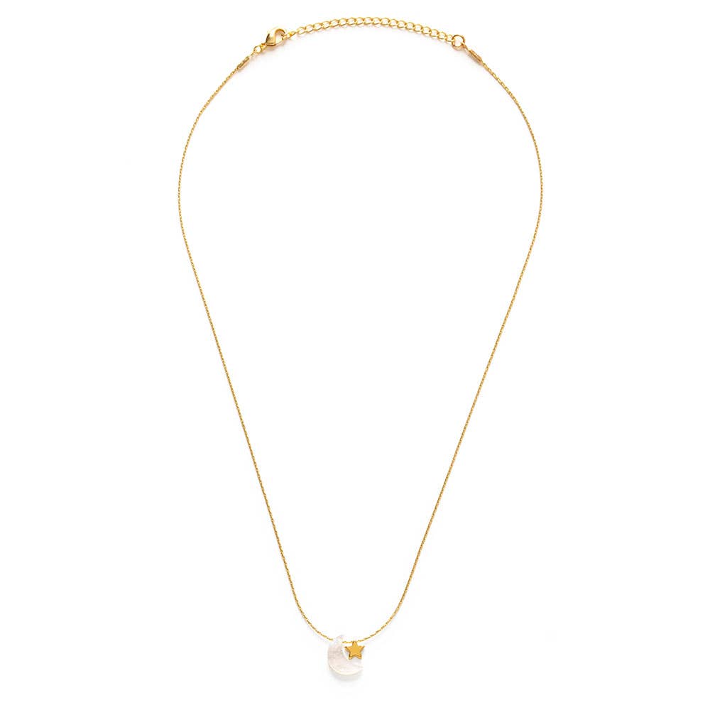 Mother of Pearl Moon + Star Necklace - Amano Studio