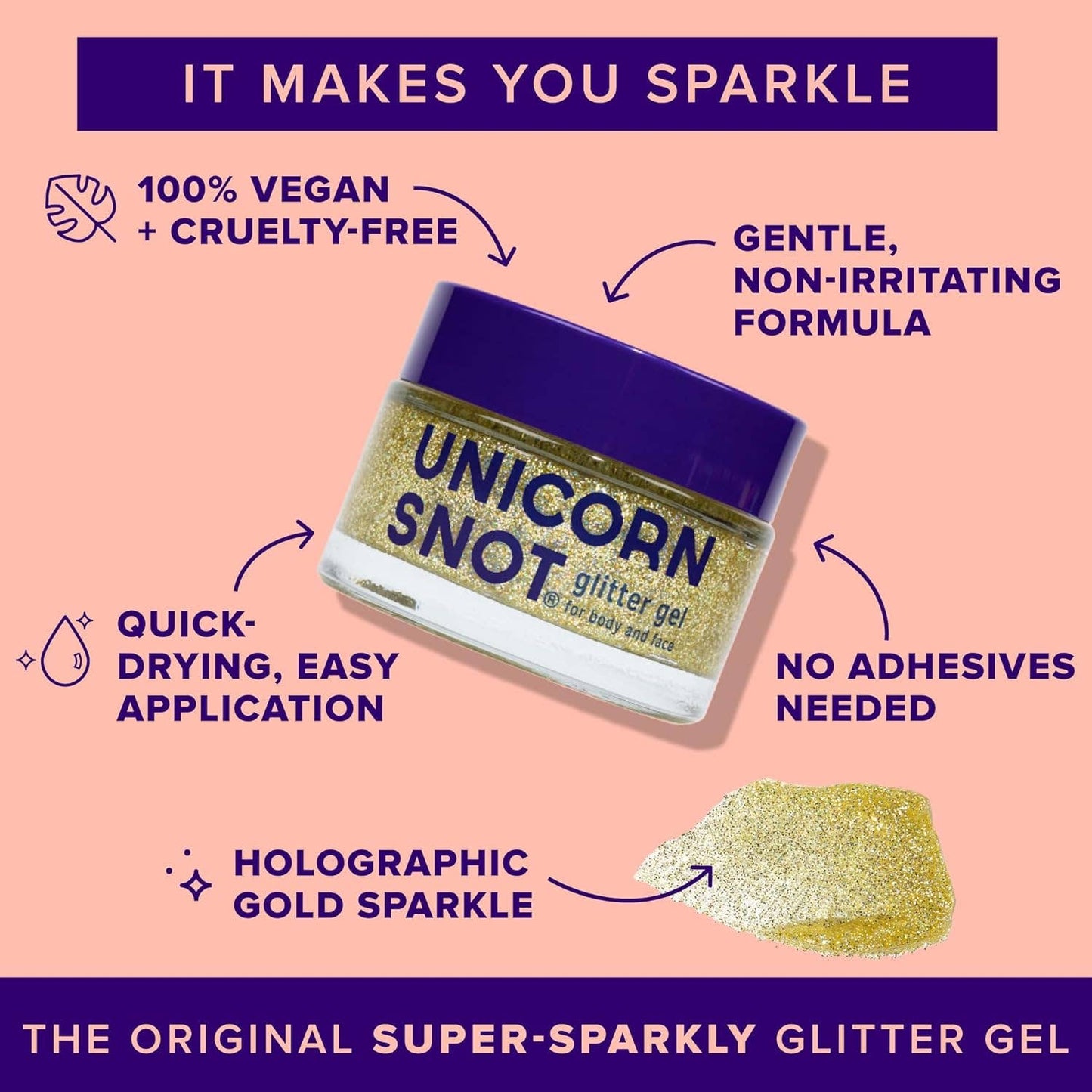 Original Glitter Gel | Bling-Gold | Body Glitter | Shimmer - Unicorn Snot