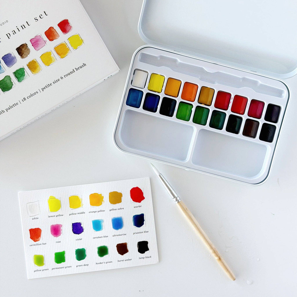 Watercolor Paint Set 18 Colors With Brush - emily lex studio