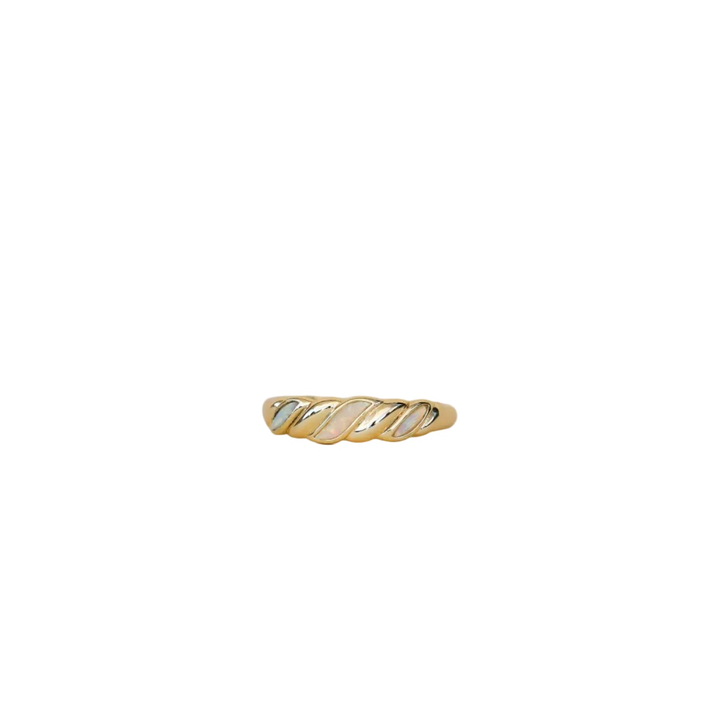 White Opal Twist Gold Ring - JaxKelly