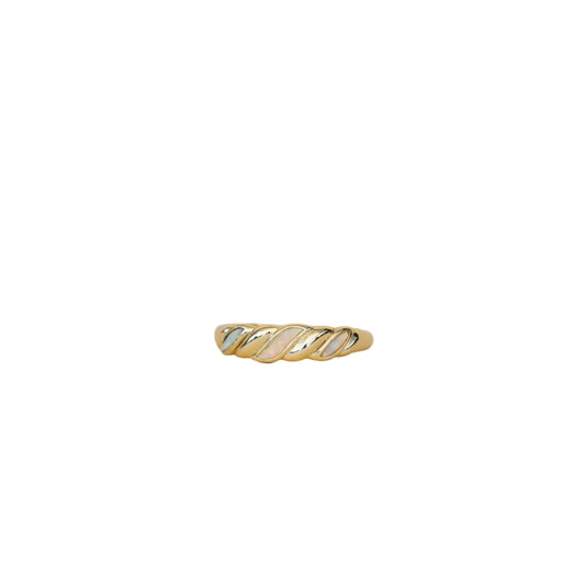 White Opal Twist Gold Ring - JaxKelly