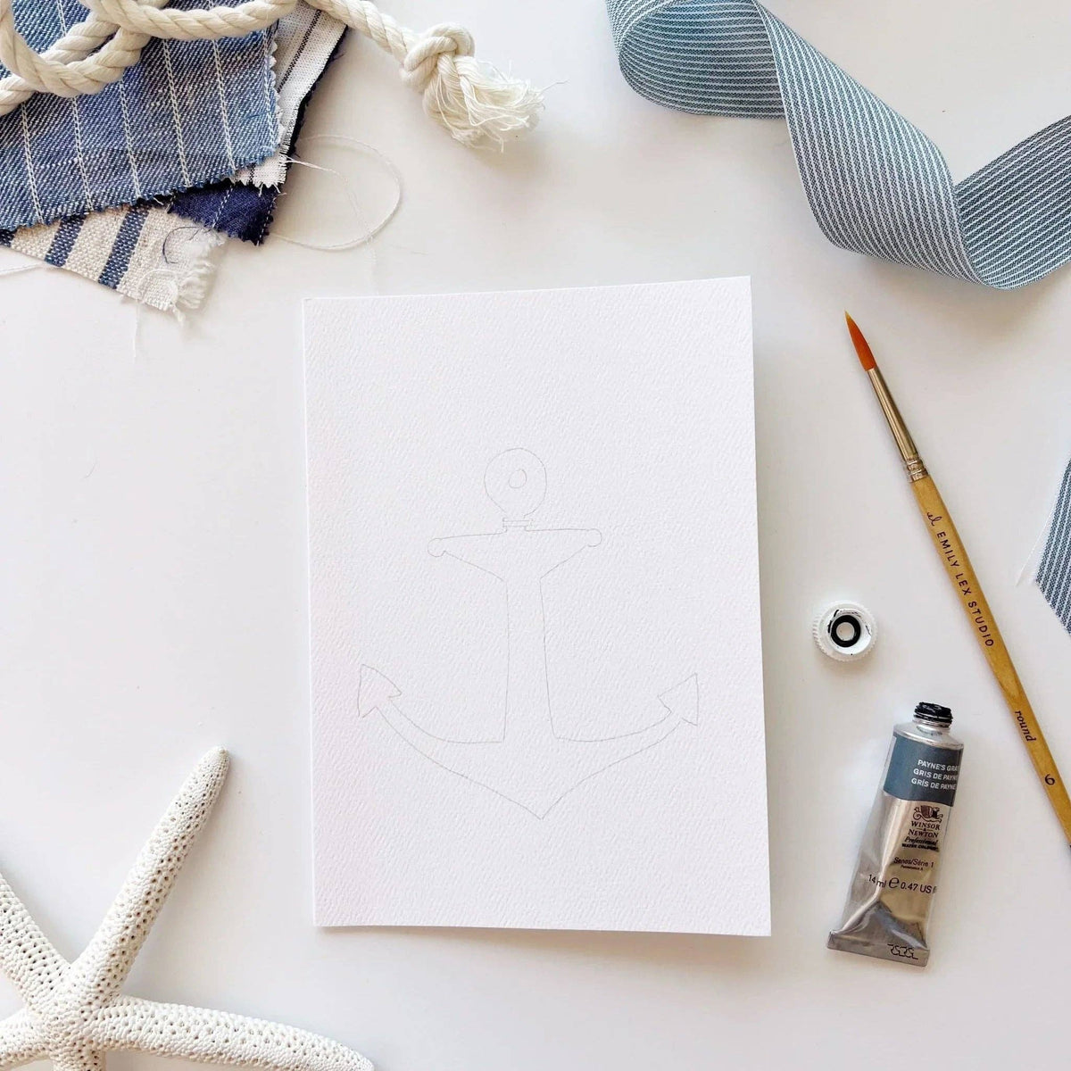 Seaside Paintable Watercolor Notecard set - emily lex studio