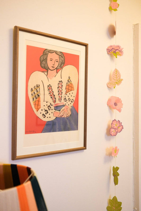 Rose Vertical Wall Hanging - Screen Printed by Hand