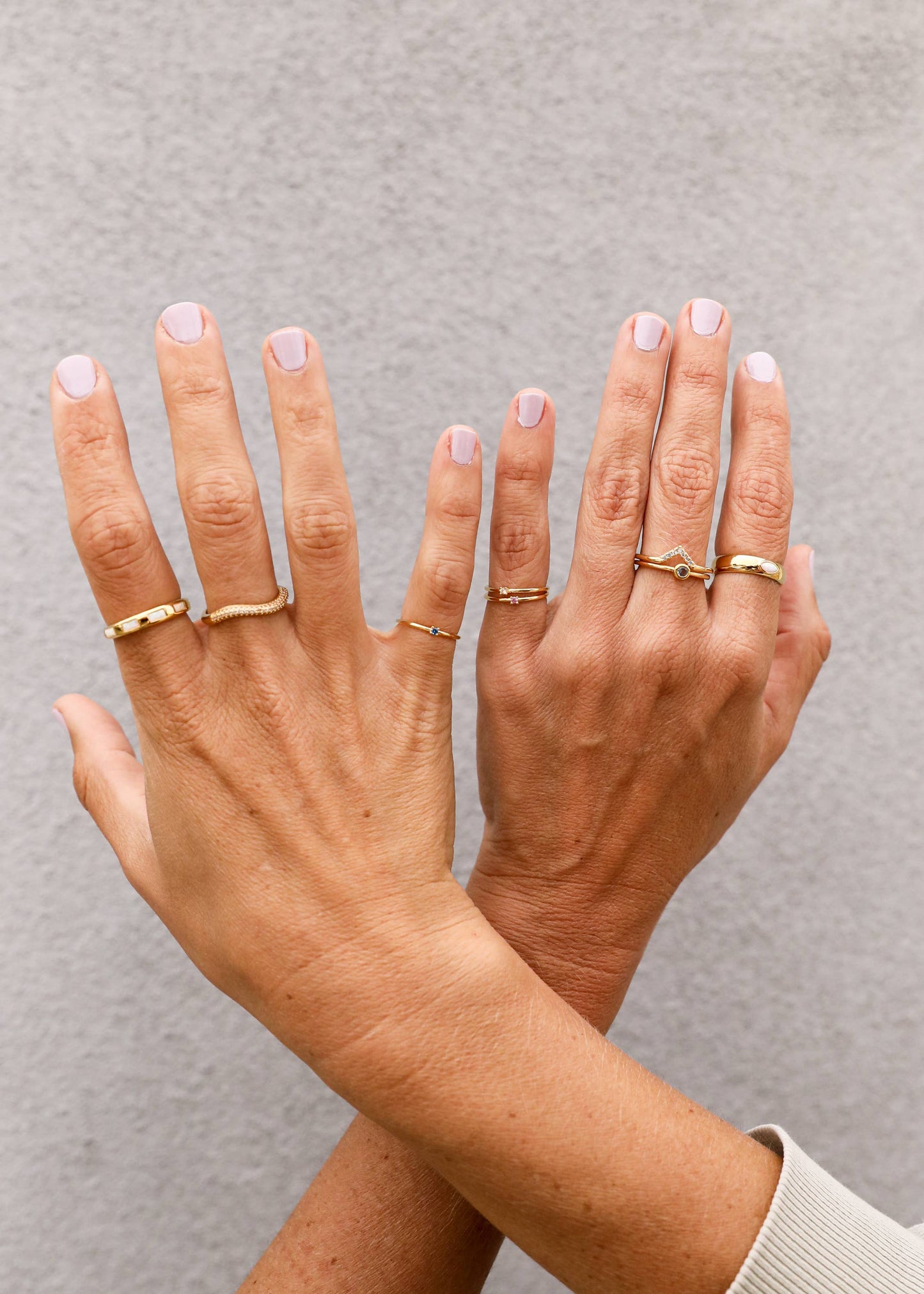 Petite Gold Pinky Rings - Pink