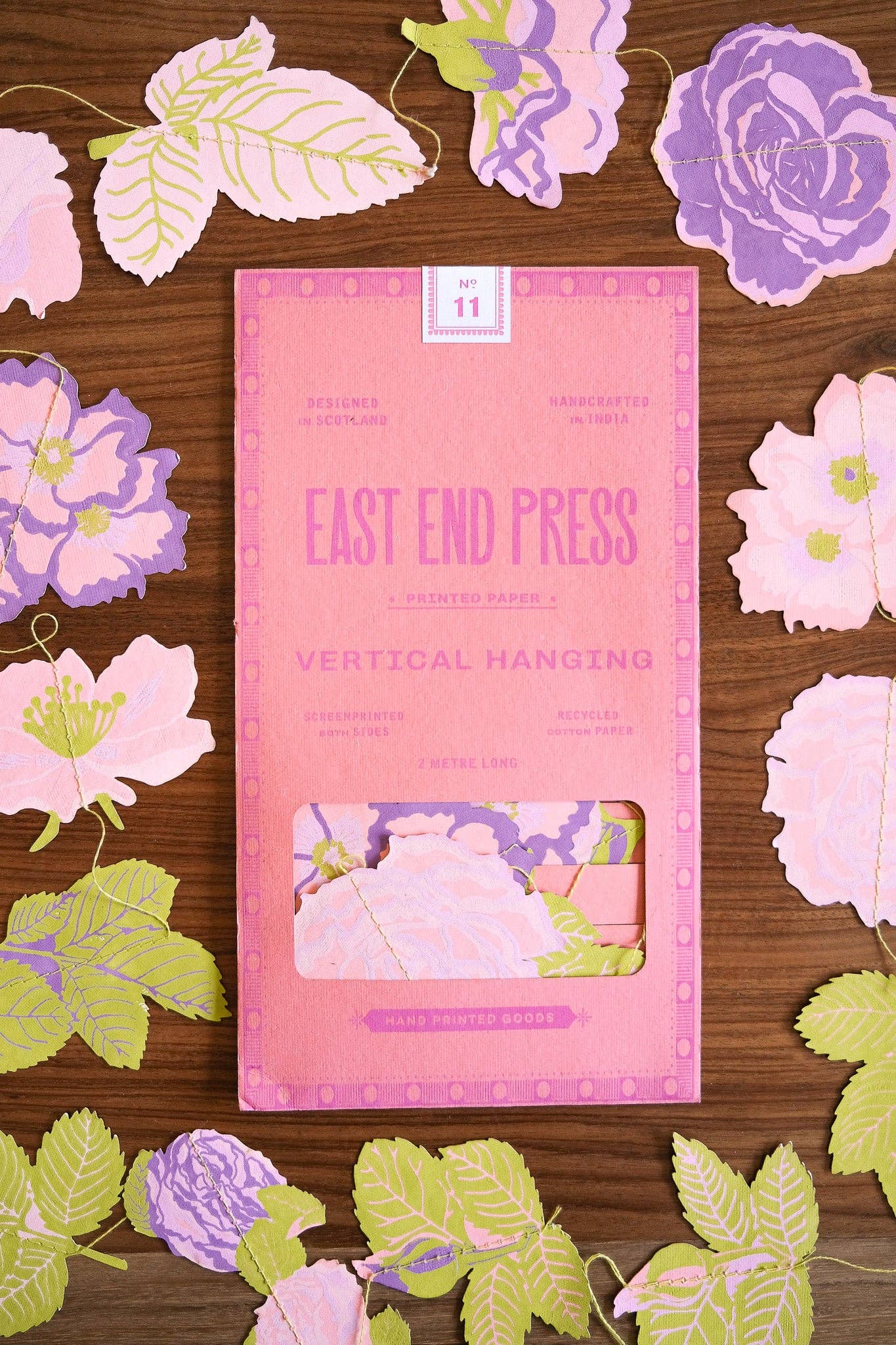 Rose Vertical Wall Hanging - Screen Printed by Hand