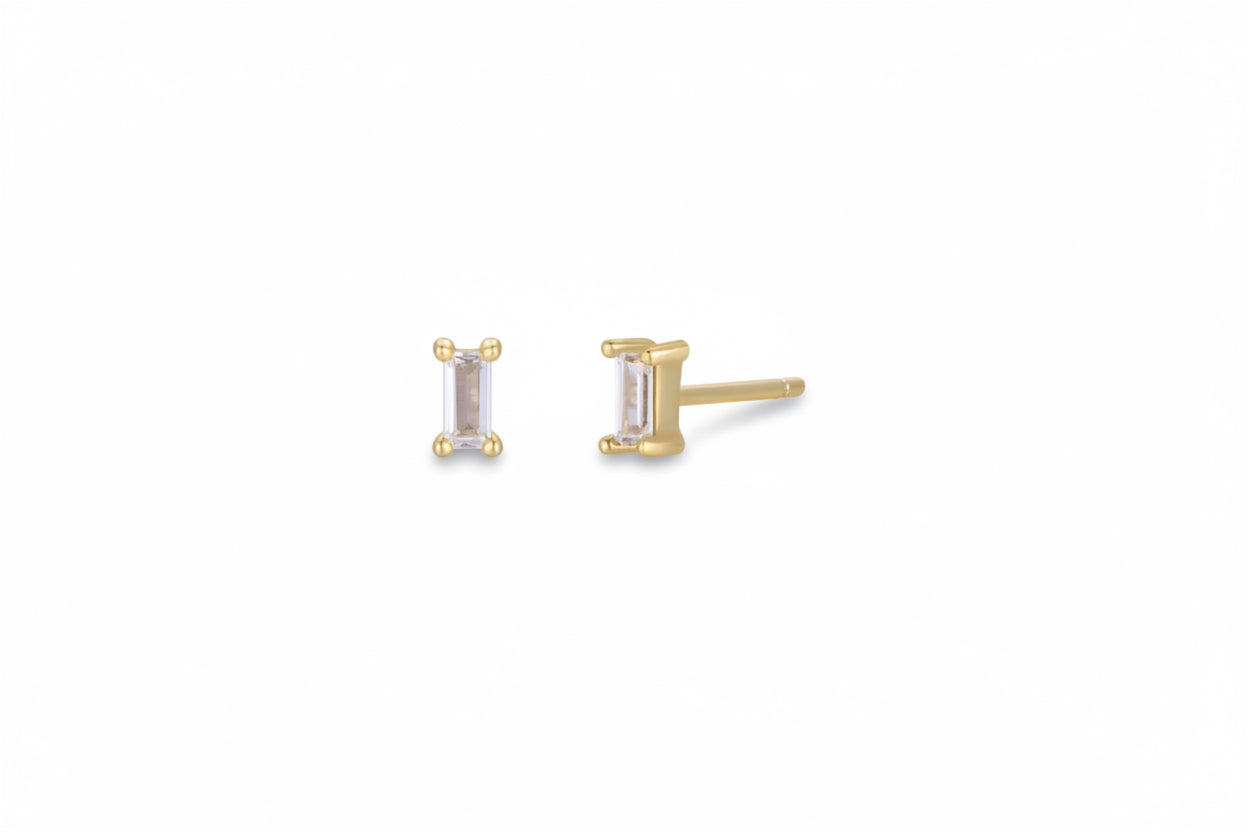 JaxKelly - Baguette - Clear - Gold Earrings