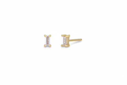 Baguette - Clear - Gold Earrings - JaxKelly
