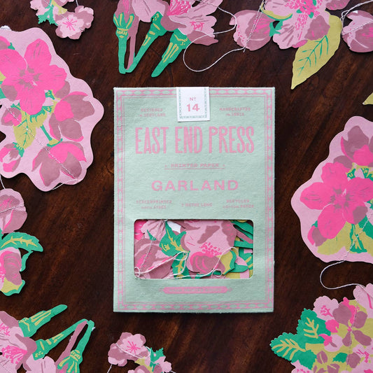 Blossom Sewn Garland - Screen Printed by Hand - East End Press