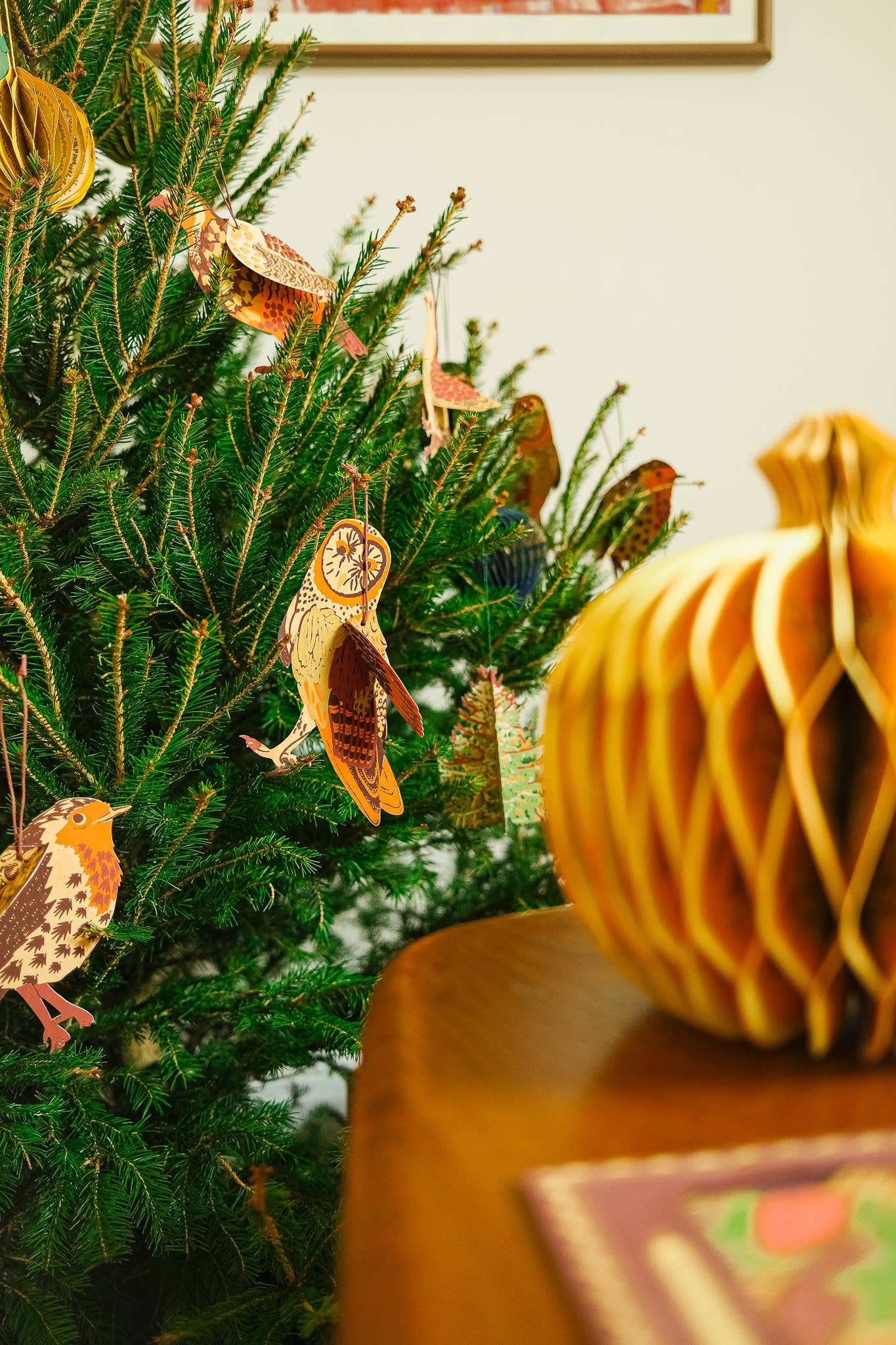 Winter Birds Paper Ornaments - Screen Printed by Hand