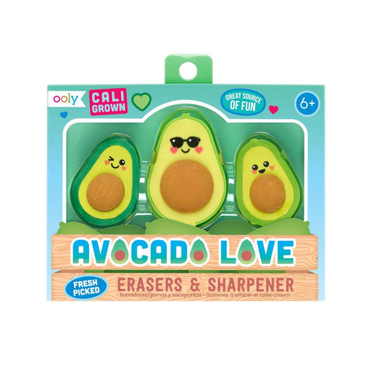 Avocado Love Eraser and Sharpener - Set of 3