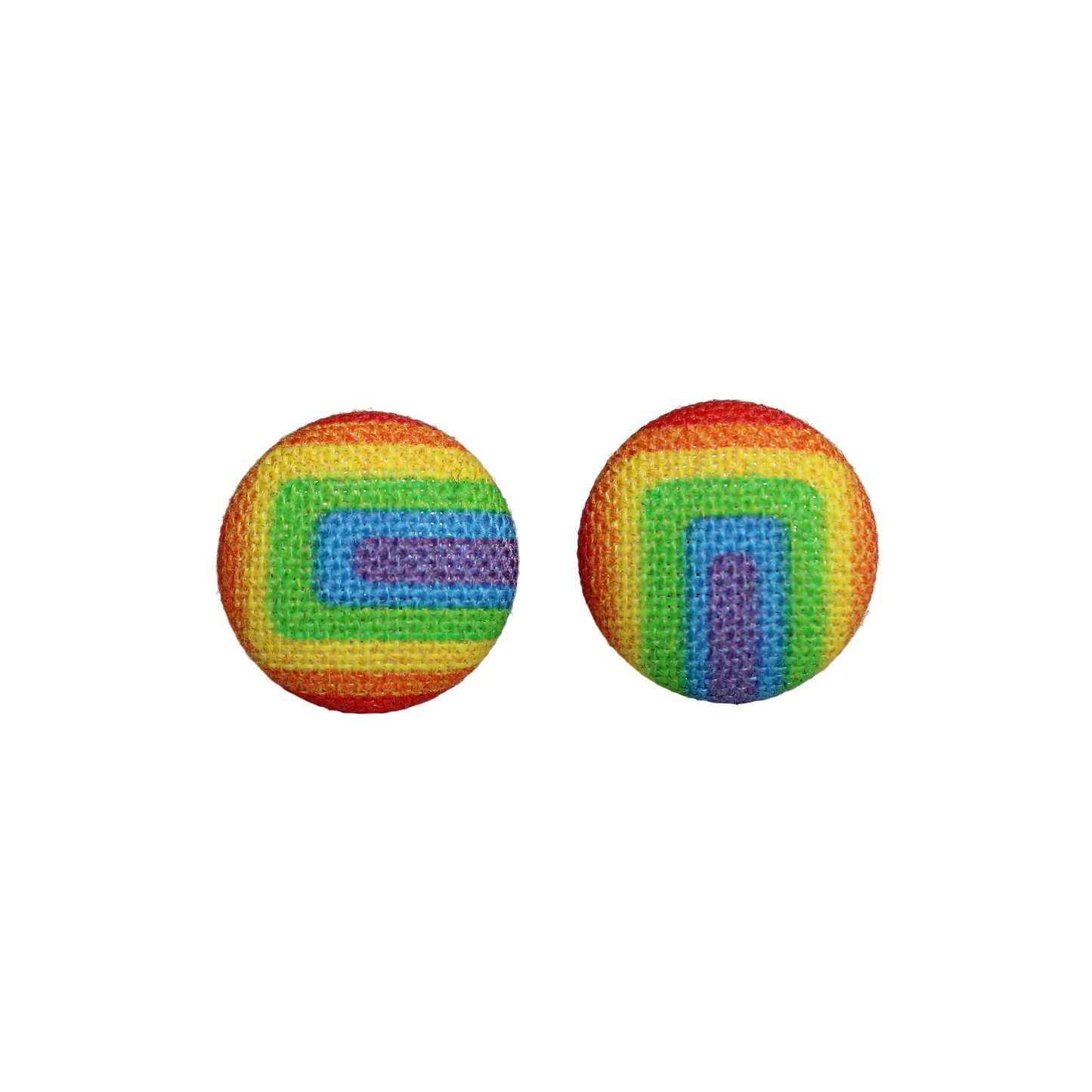 Retro Rainbow Fabric Button Earrings