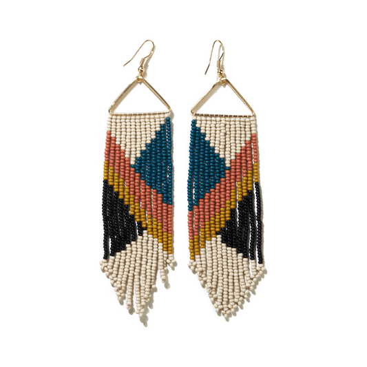 Emilie Angles Beaded Fringe Earrings - Rust