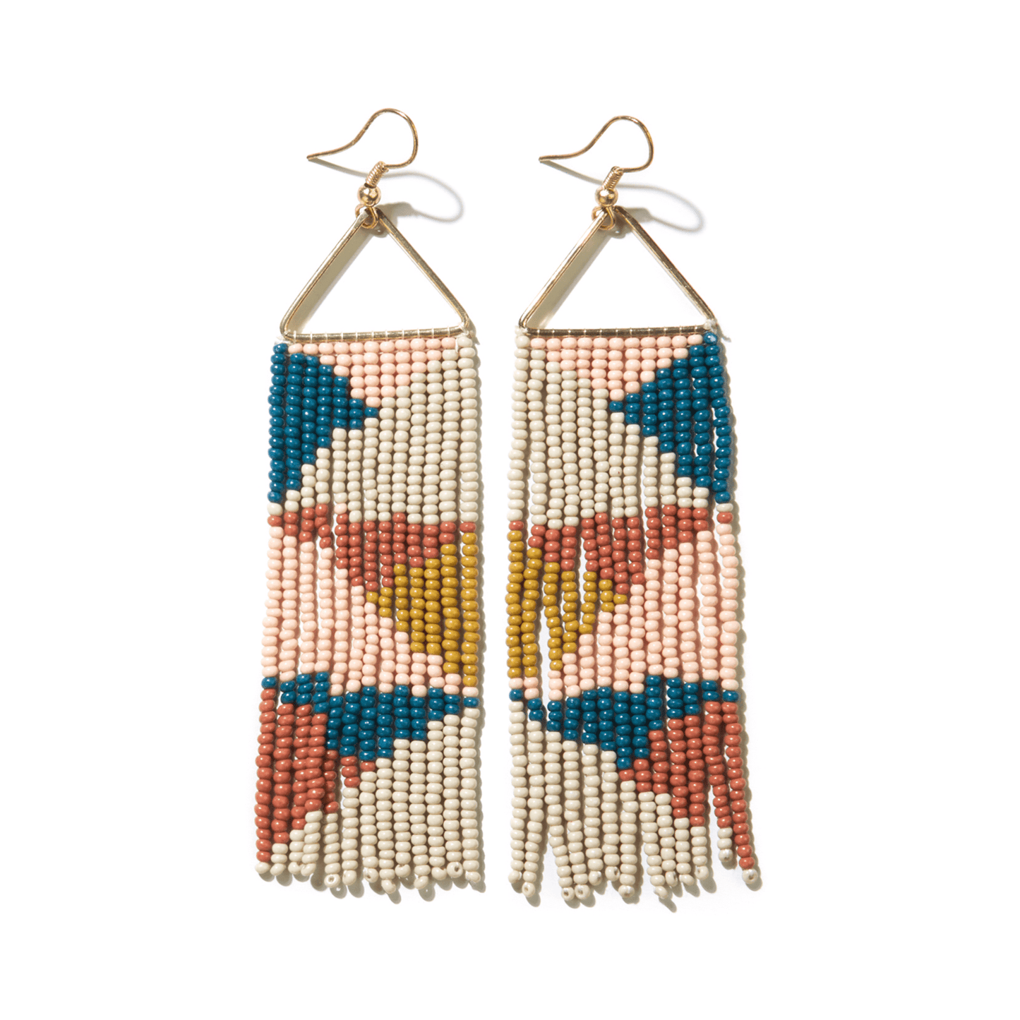 Brooke Triangles Beaded Fringe Earrings - Rust