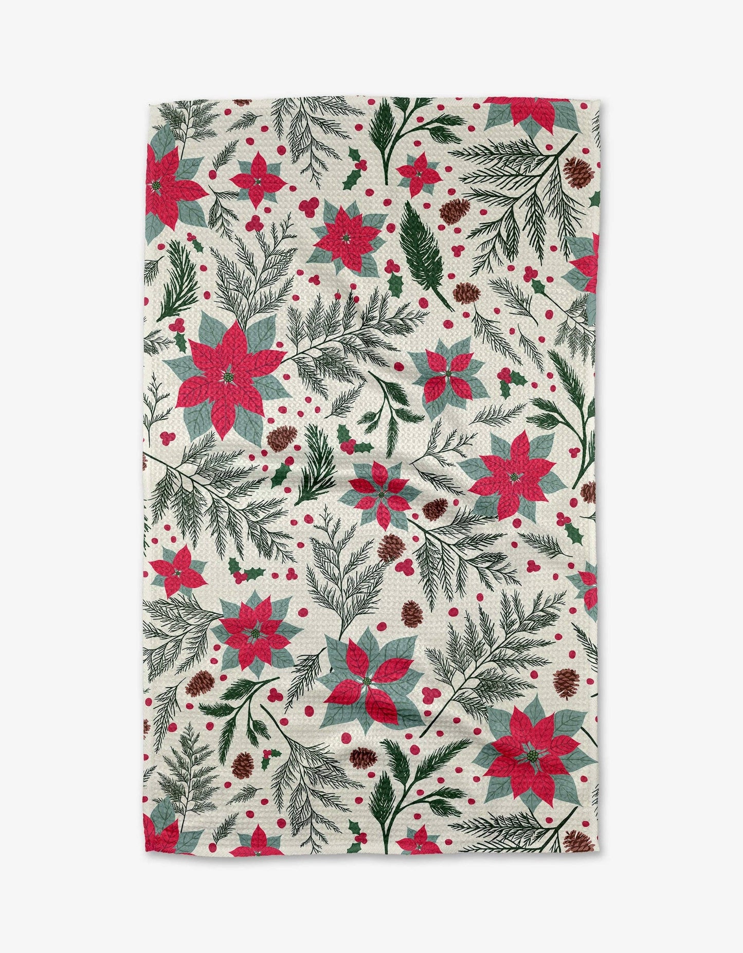 Woodland Poinsettia Kitchen Tea Towel