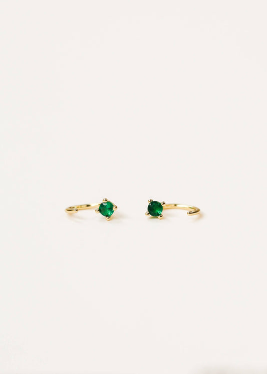 Emerald Huggie Earrings